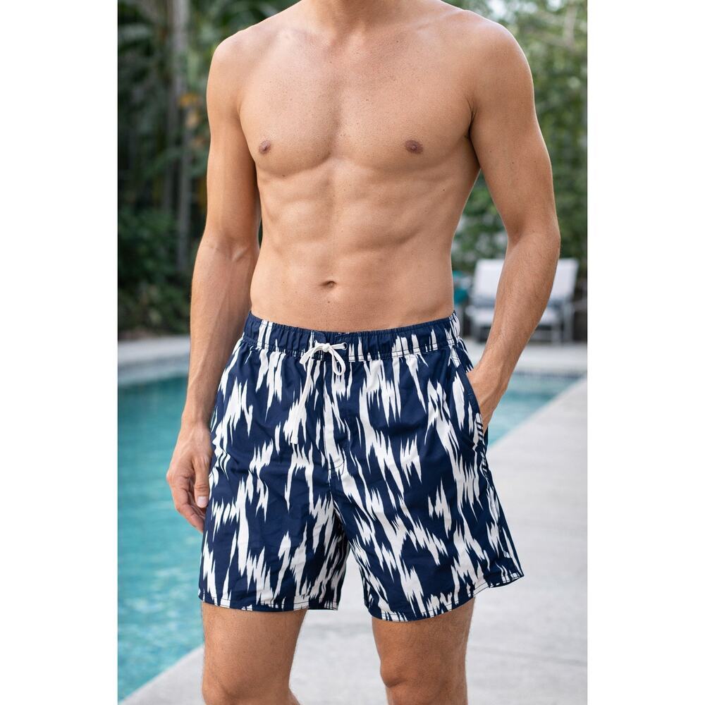 H&M Mens Navy and White Swin Trunks EUC XL